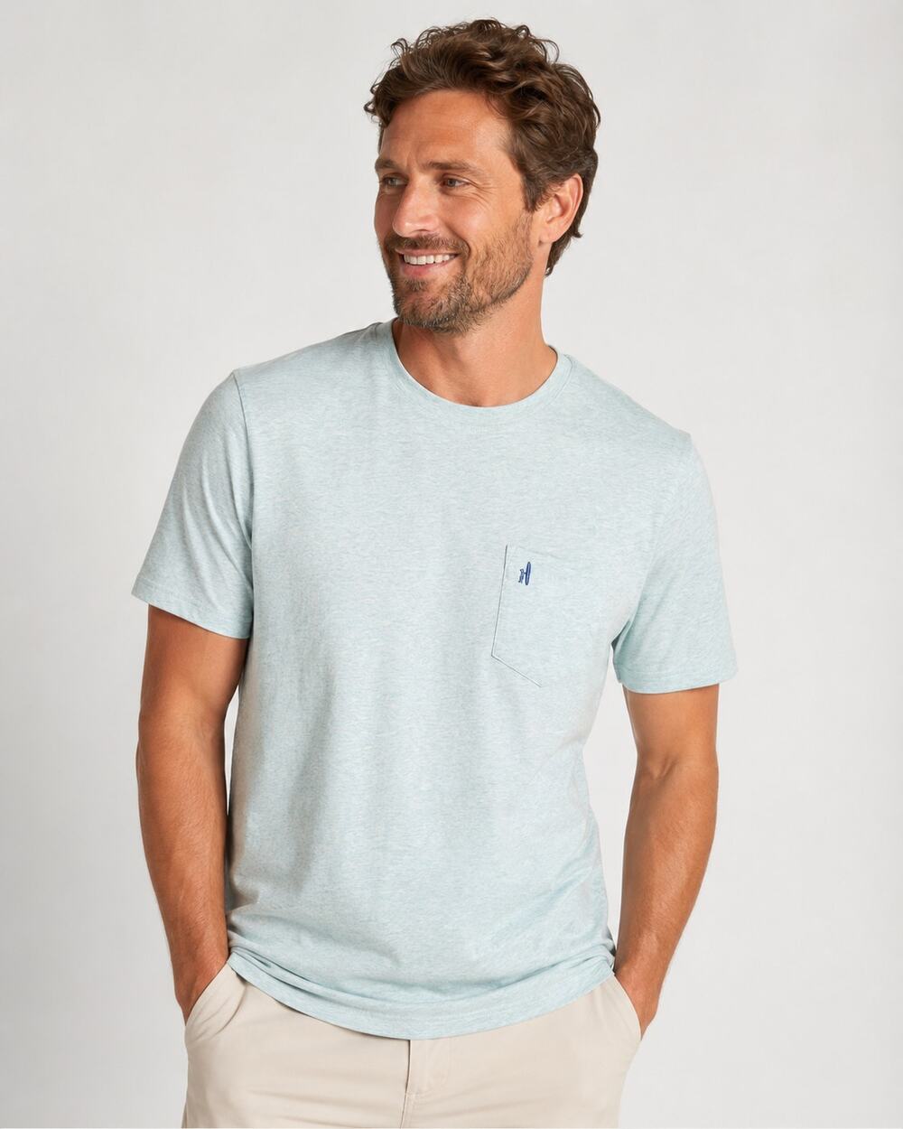 Johnnie-O Men's Seafoam Blue Pocket T-Shirt 100% Cotton Size M